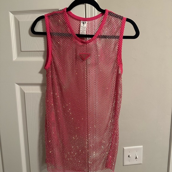 MCE Other - Pink Mesh rhinestone tank top